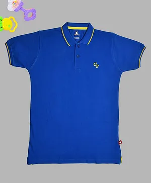 Crazy Penguin Solid Half Sleeves Polo T-Shirt - Blue