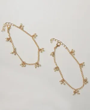 Lime By Manika Pearl Detailed Anklets - Golden
