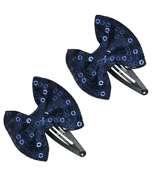 Funkrafts Sequinned Bow Hair Clips - Blue