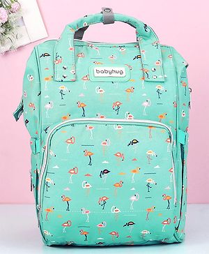 Babyhug Diaper Bag Flamingo Print - Green