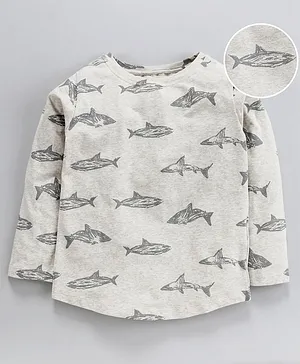 Nino Bambino Full Sleeves Fish Print Tee - Grey