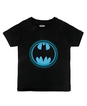 Batman By Crossroads Batman Glow Effect Logo Print Half Sleeves T-shirt - Blue