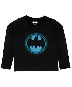 Batman By Crossroads Batman Glow Effect Logo Print Full Sleeves T-Shirt - Blue