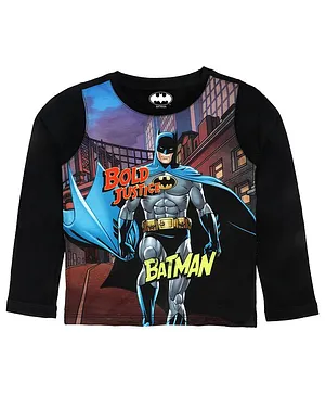 Batman By Crossroads Batman Bold Justice Text Print Full Sleeves T-shirt - Multi Colour