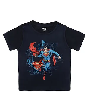 Superman By Crossroads Superman Character Print Half Sleeves  Tee - Navy Blue