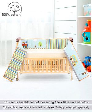 Babyhug Premium Cotton Crib Bumper Regular -Transport Theme (Cot not Included)