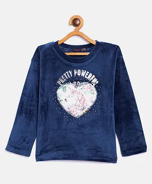Ziama Full Sleeves Heart Patch Top - Navy Blue