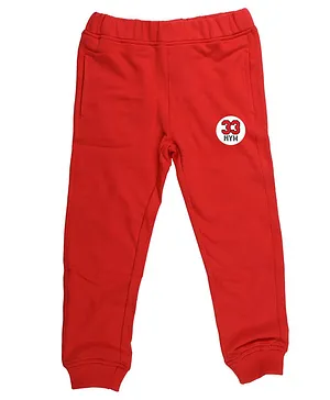 Wear Your Mind Full Length Numerical Detailed Joggers - Red