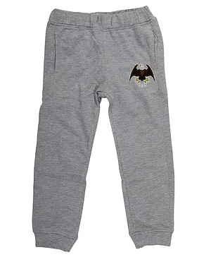 Wear Your Mind Full Length Eagle Patch Joggers - Grey