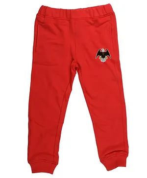 Wear Your Mind Full Length Eagle Patch Joggers - Red