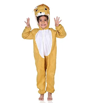 BookMyCostume Lion Sher Animal Kids Fancy Dress Costume | Indian - Golden and White