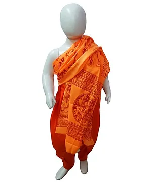 BookMyCostume Sleeveless Pandit Ji Hindu Monk Fancy Dress Costume - Orange