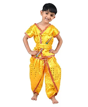 BookMyCostume Half Sleeves Shri Krishna Dhoti Kurta Fancy Dress Costume - Yellow
