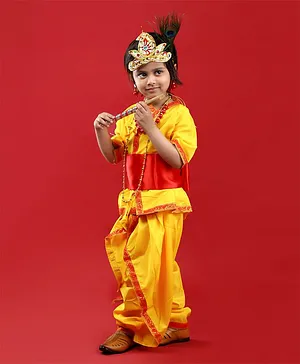 BookMyCostume Half Sleeves Krishna Janmashtami Fancy Dress Costume - Yellow