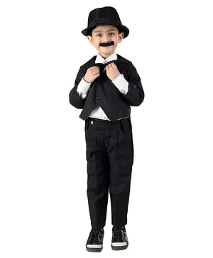 BookMyCostume Full Sleeves Charlie Chaplin Famous Comic Character Kids Fancy Dress Costume - Black & White