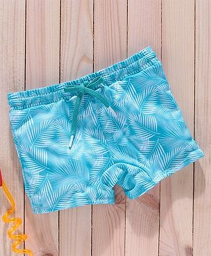 Babyhug Swimming Trunks Swan Print - Blue