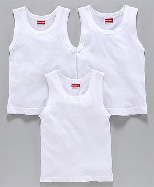 Babyhug 100% Organic Cotton Solid Vest Pack of 3 - White