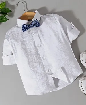 Robo Fry Full Sleeves Shirt With Bow - White