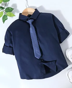Robo Fry Full Sleeves Shirt with Tie - Blue