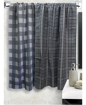 Athom Trendz 100% Cotton Premium Checked Bath Towel Pack of 2 - Grey