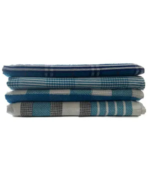 Athom Trendz Premium Cotton Bath Towels Pack of 4 - Blue 