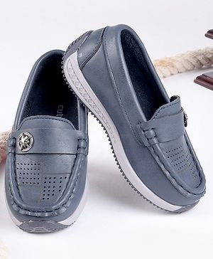 Cute Walk by Babyhug Party Wear Loafer Shoes Star Badge Detail - Blue
