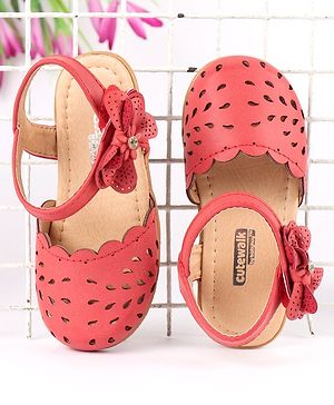 Cute Walk by Babyhug Party Wear Belly Shoes Bow Detailing - Red - EU 19 Red