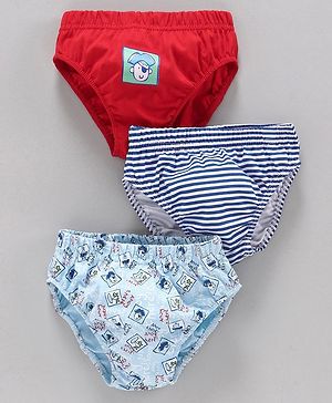Babyhug 100% Cotton Briefs Pack of 3 - Blue Red