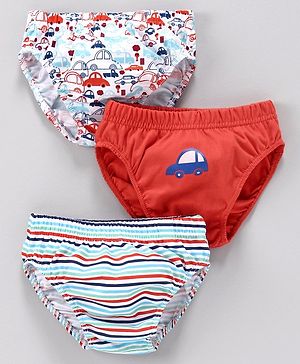 Babyhug 100% Cotton Briefs Pack of 3 - Red White