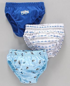 Babyhug 100% Cotton Briefs Pack of 3 - Blue - 9-12m Blue