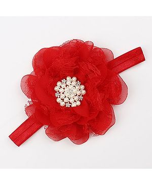 Akinos Kids Netted Flower Headband - Red