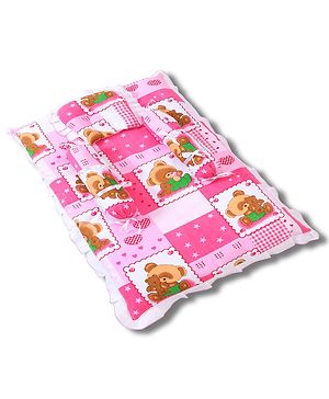 Babyhug Teddy Print Baby Bedding Set - Pink