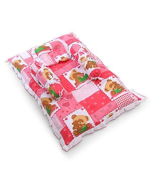 Babyhug Teddy Print Baby Bedding Set - Red