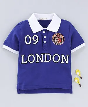 Adams Kids London Embroidered Half Sleeves T-Shirt - Blue
