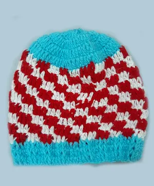 Knitting By Love Checked Cap - Blue