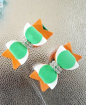 Angel Creations Tri Color Bow Hair Clip - Orange White & Green
