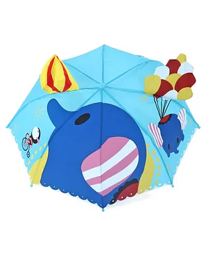 3D Pop Up Umbrella Elephant  Print - Blue