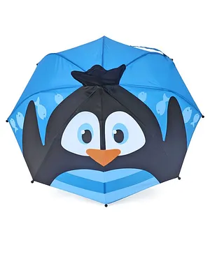 3D Pop Up Umbrella  Penguin Print - Blue
