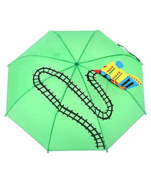 3D Pop Up Umbrella  Train Print - Green