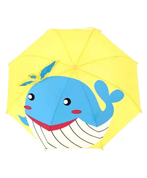 3D Pop Up Umbrella Whale Print - Yellow
