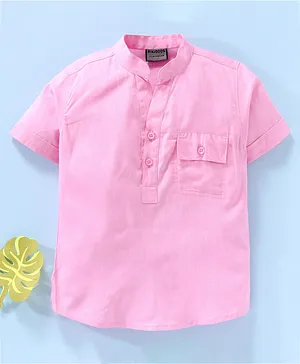Rikidoos Half Sleeves Solid Kurta - Pink
