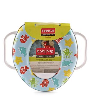 Babyhug Soft Potty Seat With Handle Fish Print- Light Blue