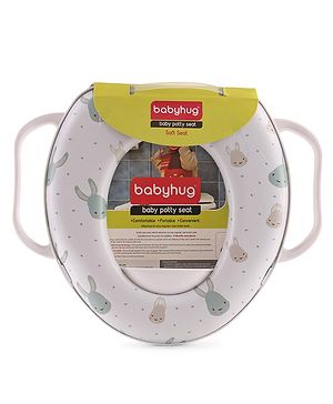 Babyhug Soft Potty Seat With Handle Rabbit Print - Light Grey