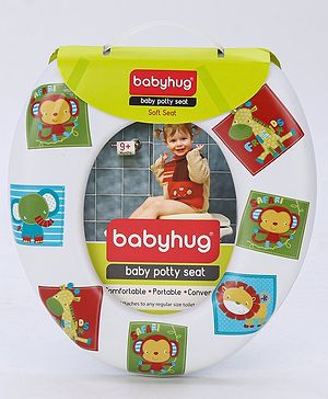 Babyhug Soft Potty Seat With Lion/Monkey Print - White