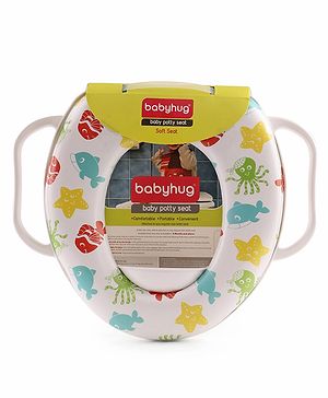 Babyhug Baby Potty Seat With Handle Fish/star Print - White