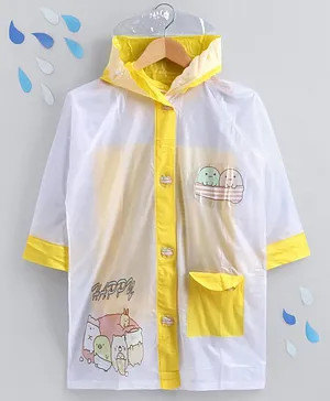 Full Sleeves Raincoat Animal Print - Yellow