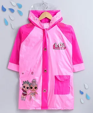 Full Sleeves Raincoat LOL Surprise Print - Pink