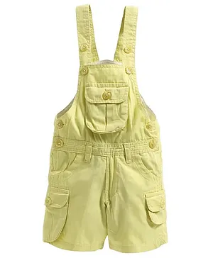 FirstClap Solid Sleeveless Dungaree - Light Yellow