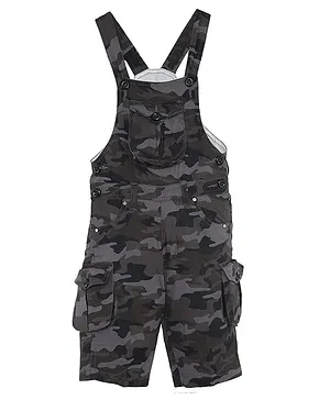 FirstClap Camouflage Printed Front Pocket Sleeveless Dungaree - Grey