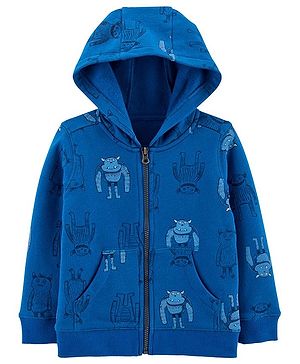 Carter's Monster Zip-Up Fleece -Lined Hoodie - Blue